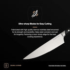 DURA LIVING 3-Piece Kitchen Knife Set – Ultra-Sharp German Stainless Steel, 8” Chef, 5” Utility, and 3.5” Paring Knives with Ergonomic Handles, Multipurpose Kitchen Knife Set, Black