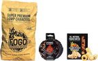 FOGO Super Premium Hardwood Lump Charcoal 17.6 Pound Bag, Fogostarters Natural Fire Starters and Blazaball Bundle