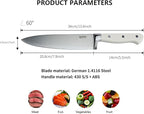 8 inch Chef Knife, High Carbon 1.4116 German Steel Kitchen Knife, Ultra Sharp Chefs Knife with Beautiful White ABS Handle, Professional Cooking Knife with Luxury Gift Box