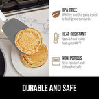 GORILLA GRIP Patented BPA-Free Non-Scratch Spatula, 2 Pack, Heat Resistant Flexible Silicone Head for Nonstick Cooking Pans, Soft Rubber Handle, Kitchen Spatulas for Flipping Eggs, Pancakes, Gray