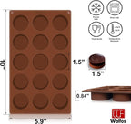 Silicone Fat Bomb Molds, Walfos Silicone Candy Mold, 15 Cavity Round Mold -Perfect for Keto Fat Bomb, Jelly, Dark Chocolate, Mini Peanut Butter Cup, 2 Packs