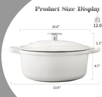 Dutch Ovens Enameled Cast Iron Covered 5.5 Quart Dutch Oven with Dual Handle for Bread Baking, White