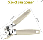Can Opener Manual, Handheld Strong Heavy Duty Stainless Steel Can Opener, Comfortable Handle, Sharp Blade Smooth Edge, Can Openers with Multifunctional Bottle Opener, Beige