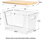 2 Set Pantry Organizers and Storage - Clear Stackable Bins with Bamboo Lid for Fruit, Onion, Potato, Vegetable - Trash Bag Holder Dispenser Under Sink Organizer for 4-13 Gal Bags