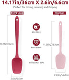 U-Taste Extra-Long 600ºF Heat Resistant Spatula Spoon: 14" Silicone Spoonula Cooking Utensils for Kitchen Use, Non-Stick Scoop Scraper with Soft Edge & Firm Core for Baking, Mixing, Serving (Red)