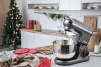 CUSIMAX Stand Mixer, Dough Mixer with Digital Switch Control Timer 15mins & 8-Speed, 5-Quart 650W kitchen Electric Mixer, Tilt-Head with handle, Dough Hook, Wire Whip & Beater, Grey