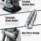 Cheese Grater Vegetable Cheese Shredder Slicer Grater for Kitchen 3 Changeable Blades for Cheese Potato Zucchini Nuts Chocolate (Grey Blue)