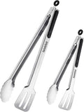 16-inch & 12-Inch Grill Tongs for Cooking BBQ Heavy Duty Extra Long Grilling Tongs, Premium Set 2 pack