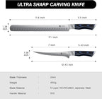 FINTISO Professional BBQ Carving Knife Set, Brisket Slicing and Fillet Knife for Meat Cutting, Japanese High Carbon Steel Slicing Knives with G10 Handle, Full Tang Ultra Sharp Meat Cleaver