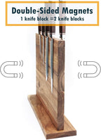 Resafy Large Magnetic Knife Holder,Acacia Wooden Magnetic Knife Block 12.5X10 Inches,Rack Magnetic Universal Stands with Strong Enhanced Magnets Strip Kitchen Storage Cutlery Organizer Without Knifves
