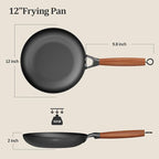 YUTANN 12 Inch Cast Iron Skillet, Pre-Seasoned Frying Pan with Diamond-Textured for Oil-Saving Cooking, Nonstick & Non-Toxic, PFAS/PFOA-Free, Easy to Clean