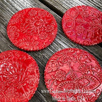 FOLK Embossed Rolling Pin. Wooden Embossing Rolling Pin With Folksy Flowers for Pottery and Cookies by Algis Crafts