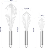 White Silicone Whisk, Professional Whisks For Cooking Non-Scratch, Stainless Steel & Silicone Wisk, Plastic Rubber Whisk Tool For Nonstick Cookware Pans, BPA free, Silicon Wisks Set of 3