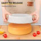 Vinino 10 Inch Silicone Round Cake Pan with Metal Reinforced Frame Set of 2, Nonstick Silicone Springform Pan for Baking Suitable for Making Layers, Cheese & Chocolate Cakes