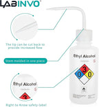 4PCS of Ethyl Alcohol Wash Bottles, Vol.500ml (17oz), Narrow Mouth, Self-Venting Safety Wash Bottle, LDPE Material, IN-WBE500