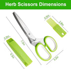 Herb Scissors, Multipurpose Sharp Kitchen Herb Cutter Shears with 5 Stainless Steel Blades, Safety Cover, Cleaning Comb, Cool Kitchen Gadgets for Cutting Fresh Garden Herbs, Dishwasher Safe