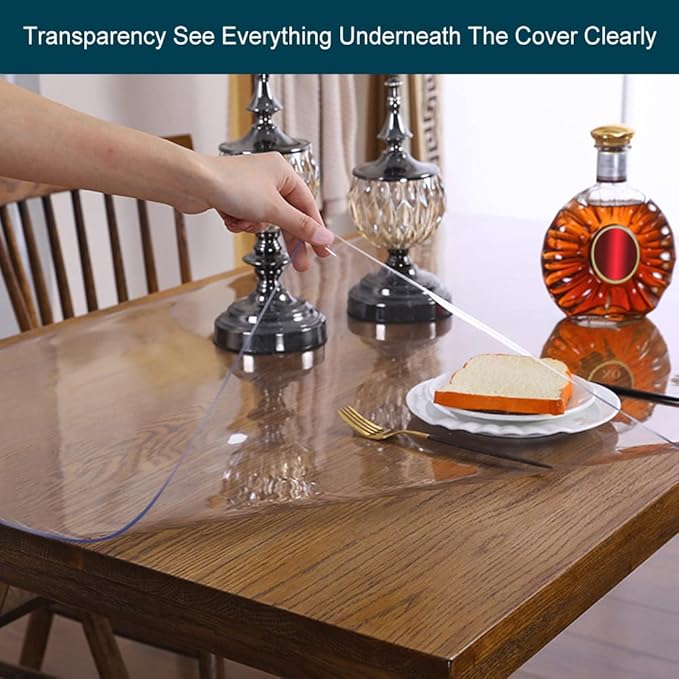 14x16 Clear Plastic PVC Wood Desk Protector Pad Rectangle Thick Clear Plastic Vinyl Tablecloth Furniture Protective Desktop Liner Cover Waterproof Computer Tabletop Protection Desk Blotter Mat Pad