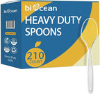 [210 Count] Clear Plastic Utensils 210 Disposable Spoons Silverware Bulk Spoons Bulk Heat Resistant Heavy Duty Silverware