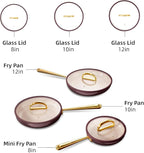 ROYDX Titanium Ceramic Nonstick Fry Pan Set 8", 10" and 12" Frying Pan Skillet Set with Glass Lids-Non Toxic, PTFE & PFOA Free - Oven Dishwasher Safe & Compatible with All Stovetops-Walnut Brown
