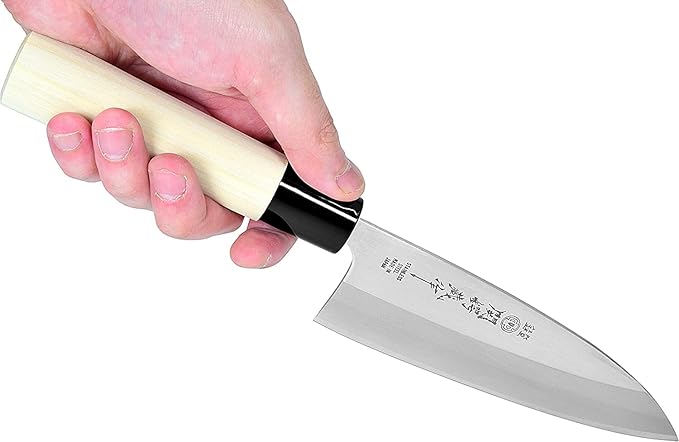 JapanBargain, Deba Knife Made in Japan, 6.25 Inch High Carbon Stainless Steel Fish Butchering Knife, Single Bevel Blade with Wooden Handle, Japanese Chef Knife for Seafood, Seki City Cutlery