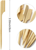 BLUE TOP 200Pcs Bamboo Paddle Picks, 3.5 Inch Sturdy Flat Skewers Food Appetizer Toothpicks for for Fruit, Grilling, Drink, BBQ, Barbecue, Yakitori Chicken, Fondue, Roasting,Cocktail, Marshmallow