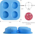 Sakolla 2 Pack 4 Cavity Round Silicone Soap Molds Cylinder Handmade Soap Molds for Soap Making Supplies DIY Bath Bombs Shower Steamer Lotion Bars Cake Baking Candle Tray