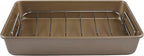 KitCom Bakeware Nonstick Carbon Steel Roaster with Flat Rack and V-Rack, 0.8MM Thickness Textured Base, Champagne Gold
