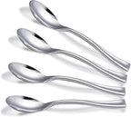 WDF 300 Pieces Plastic Silver Mini Spoons - 4 Inches Silver Plastic Tasting Spoons for Desserts, Heavy Duty Disposable Spoons Perfect for Coffee, Cake, Desserts, Appetizers for Christmas Wedding/Party