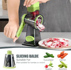 KEOUKE Rotary Cheese Grater Hand Crank Transparent - Shredder Slicer Grinder 3 Stainless Steel Blades, Stable Suction, Labor-Saving Handle, Safe Kitchen Tool for Cheese, Vegetable, Nuts, Chocolate