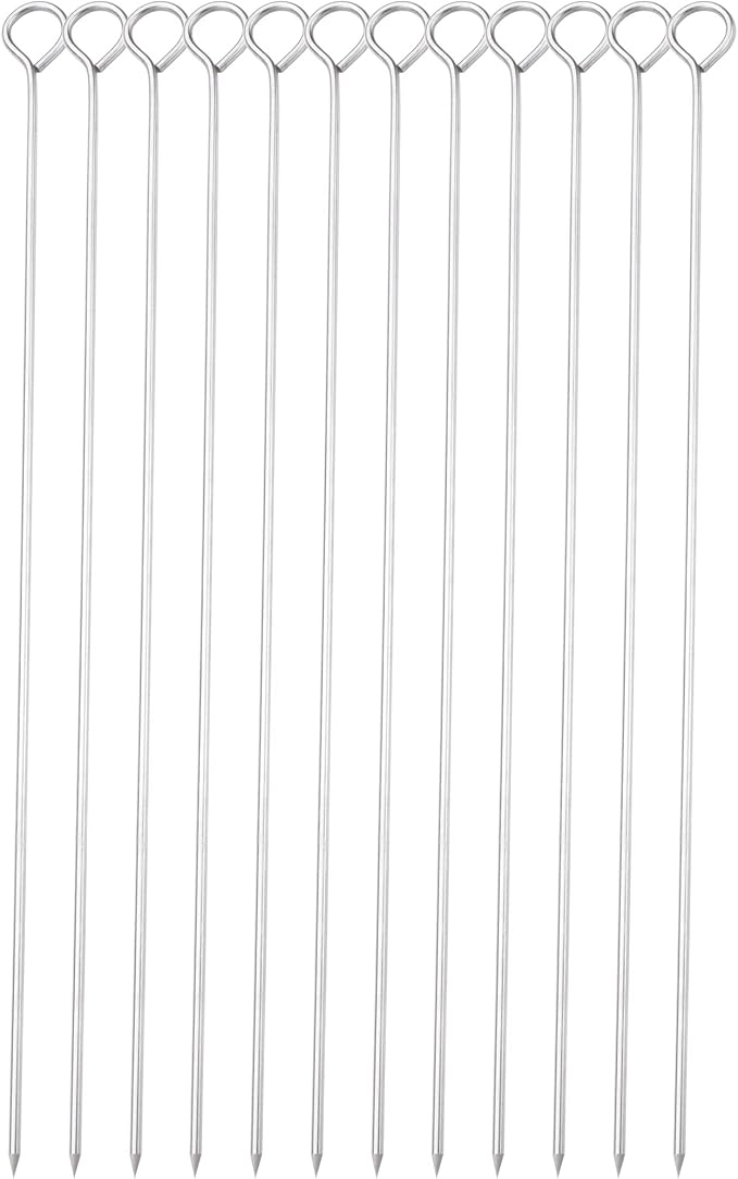 12 Inch Barbecue Skewers, Stainless Steel BBQ Skewers, Shish Kebab Kabob Skewers 12Pcs