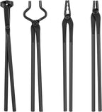 Blacksmith Tongs Knife Making Tongs Set V-Bit Blade Tongs, Flat Tongs, Blade Tongs, Wolf Jaw Tongs, Assembled Blacksmithing Bladesmith Steel Forge Tongs (4PCS)