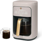 Beautiful 14 Cup Programmable Coffee Maker, Touch Display, 1200W, Brew Strength Control, Keep Warm, Pause & Serve, Glass Carafe, Reusable Filter, Auto Shut-Off, Matte Finish (Porcini Taupe)