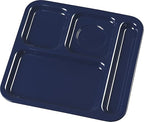 Carlisle FoodService Products Plastic Food Tray, Right-Hand 4-Compartment Tray for Schools, Dining Halls, and restaurants, Melamine, 10 x 9.75 Inches, Blue