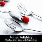 KINGSTONE Silverware Set With Serving Utensils, 65 Piece Flatware for 12, 18/10 Cutlery With 5 Piece Serving Utensil Set - Modern and Original Design, Dishwasher Safe