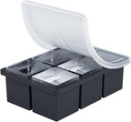 Large Ice Cube Tray for Whiskey, HANCELANT Big Silicone Square Ice Cube Mold with Removable Lid, 2'' Huge Square Ice Cubed Tray for Whisky and Cocktail