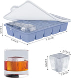 Silicone Ice Cube Tray 3 Pack - Easy Release ice cube tray with lid, BPA Free Ice Cubes Trays for Freezer,ice cube mold for Cocktail,Whiskey (Mint+Pink+Blue)