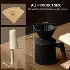 Pour Over Coffee Maker Set, Ceramic Pour Over Coffee Dripper 15.5oz/450 ml with 25 Pcs V60 Paper Filter, Coffee Pour Over Set for Camping, Black