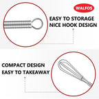 Walfos Mini Whisks, Small Whisk Bulk 304 Stainless Steel 6 Pieces, 5 Inch Tiny Whisk For Whisking, Beating Eggs, Mixing Sauces, Blending Ingredients