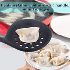 77L Slotted Spoon, Heatproof Skimmer Strainer Slotted Spoon, Seamless One-Piece Non-Stick Cooking Silicone Scoop Ladle with Ergonomic Handle for Filter Vegetable, Pasta and More (Black)