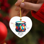 Personalized Drum Xmas Ceramic Ornaments Gifts for Band Music, Drummer Ornament Keepsake 2025, Customized Name & Year Drum Instrument Lovers Ceramic Ornaments, Drumming Player Christmas Ornament Tree