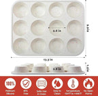 Silicone Muffin Pan, Metal Reinforced Frame Cupcake Pan 12 Cups Regular Size Easy to Move in or Out of Oven Non-Stick (2)