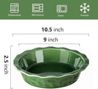 Vicrays Ceramic Pie Pan - 9 Inch Round Fluted and Deep Pie Dish for Tart Pizza Quiche Pot Pies Cake - Reactive Glaze (Green)