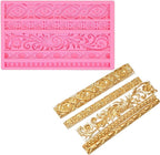 JOERSH 3PCS Baroque Scroll Molds Silicone Border Fondant Mold for for Wedding Birthday Cake Decorating, Cupcake Topper, Chocolate, Candy, Candle, Clay