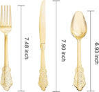 NOCCUR 180PCS Gold Plastic Cutlery Set - Gold Plastic Silverware Disposable - Include 60 Forks, 60 Spoons, 60 Knives - Perfect for Wedding/Fall Party/Thanksgiving