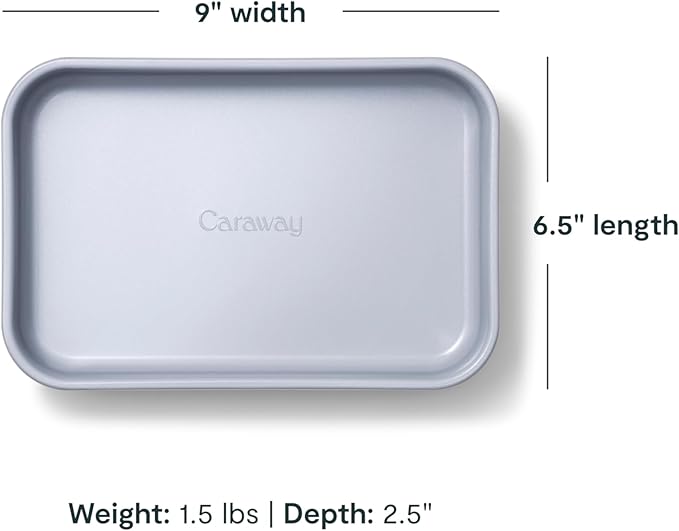 Caraway Nonstick 9” x 6.5” Small Rectangle Baking Pan – Non-Toxic, PTFE & PFOA Free – Aluminized Steel Core – Deep Ceramic Baking Pan for Casseroles, Lasagna & More - Marigold