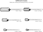 Measuring Spoons Set of 6, 18/8 Stainless Steel Measuring Spoons for Dry & Liquid, Spice Long Handle Tbsp Nesting Measure Spoon for Baking & Kitchen