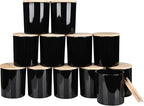 Thick Candle Jars for Making Candles 12 Pcs, 14 OZ Empty Jars with Wood Lids for Candle Making, Sample Container, Light Black