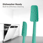 Kitchen Mama WaltzGrip Platinum Silicone Jar and Can Spatula Utensil Set: Heat-Resistant, Nonstick Scraper, Scooping, Perfect for Smoothies, Jam, Cream, Peanut Butter, Dishwasher Cooking Gadget (Teal)