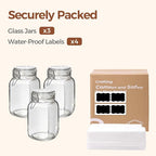 ComSaf Airtight Glass Canister Set of 3 with Lids 50oz Clear Food Storage Jars Square, Kitchen & Pantry Organization Food Storage Container for Canning, Sugar, Flour, Pasta, Candy, Cereal, Coffee