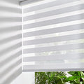 Persilux Cordless Zebra Blinds for Indoor Windows, Free-Stop Zebra Blinds Cordless, Light Filtering Sheer Shades Dual Layer for Day and Night, Zebra Roller Shades for Home (33.5" W X 64" H, White)